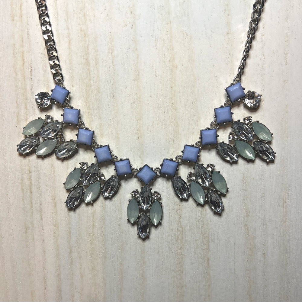 Light Blue and Mint Green Jeweled Statement Necklace